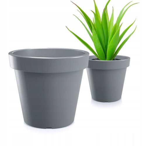  Prosperplast саксия 39 cm x 39 x 36 cm диаметър 39 cm пластмасови нюанси на сиво и сребро