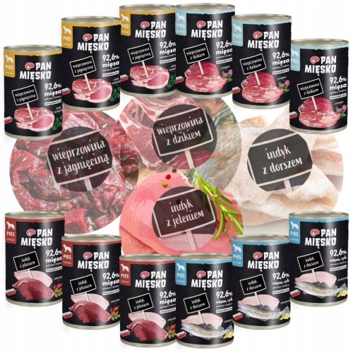  PAN MEAT Мокра храна за кучета MIX Smaków 12x 400гр