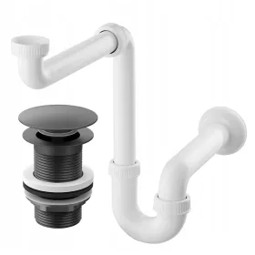   СИФОН ЗА УМИВАЛНИК, ЧЕРНА КЛИК ТАПА, БЕЗ ПРЕЛИВНИК