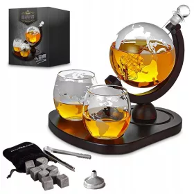   Забавен предмет - DELUXE Whisky Set GLOBUS CARAFE чаши подарък за 18-99 рожден ден