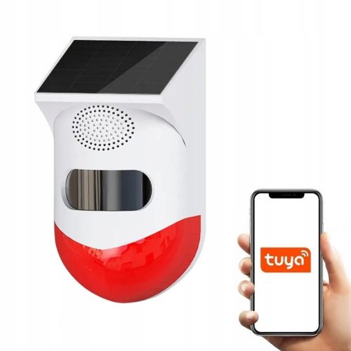 СОЛАРНА СИРЕНА АЛАРМА 120DB TUYA WiFi PIR СЕНЗОР