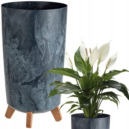  Deco4Home саксия 20 см x 20 x 36,5 см диаметър 20 см пластмаса антрацит, нюанси на сиво и сребро