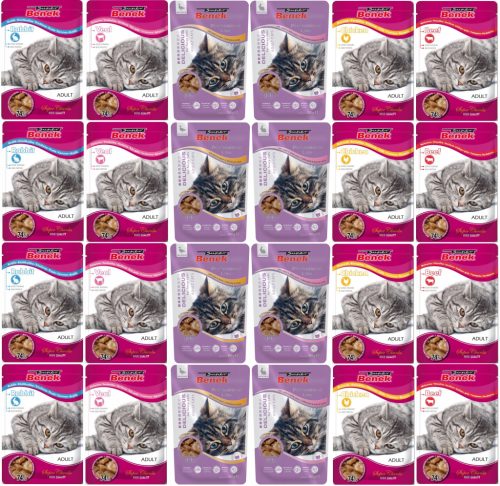  Мокра котешка храна Super Benek Cat Sachets Mix of Flavors 24x100гр
