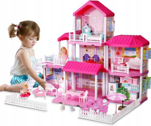  Къща за кукли Kinderini Къща за кукли 3в1 71см