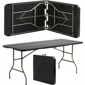   Градинска маса, фотьойл - Банкетна маса от еко-черна пластмаса