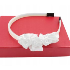    БЯЛА ЛЕНТА ЗА КОСА С РОЗИ ПРИЧАСТИЕ