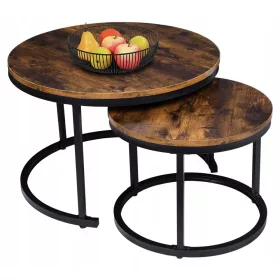    LoftInspired Холна маса Galen кръгла 70 x 70 x 47 см състарен дъб