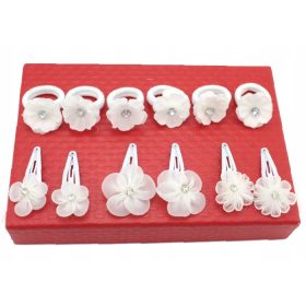    Щипки, комплект декорации за коса с цветя комуниги, 12 части, бели