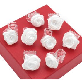    Щипки за коса рак, бели рози, 8 броя, БЕЛИ