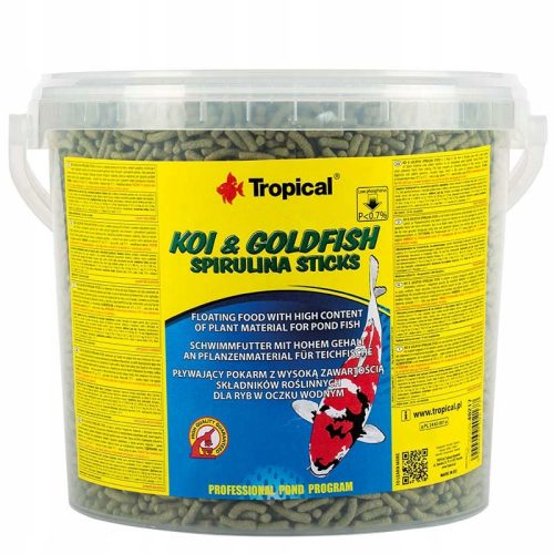  Tropical Koi & Goldfish Spirulina Sticks храна за рибки 11 л 900 гр