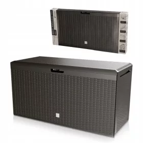   Градинска кутия за съхранение - Пластмасов градински сандък, 290 л, кафяв