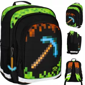    Ученическа раница Minecraft с няколко отделения Starpak черна, Нюанси на кафяво и бежово, Нюанси на зелено 20 л