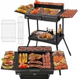    Барбекю, сгъваема електрическа скара Zilan Stand Barbecue Grill черна 2400 W