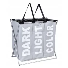    Gockowiak свободностоящ кош за пране 130л, нюанси на сиво и сребристо