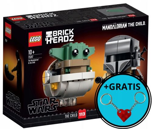  LEGO BrickHeadz 75317 Мандалорецът и детето + LEGO ключодържател сърце