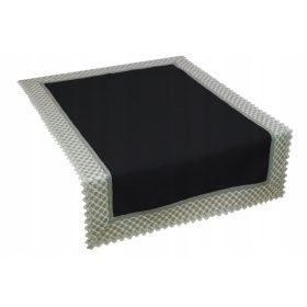   Покривка, пътека - Пътека за маса черна, кремава, нюанси на сиво, сребристо, многоцветна 160 x 50 cm