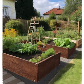   Градинска кутия за съхранение - Метален градински сандък, 292 л, кафяв