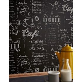    Тапет черна дъска надписи черна кухня кафе 32-993