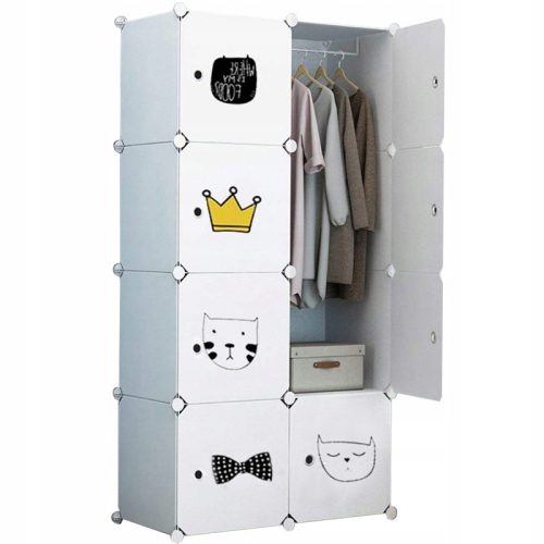  Гардероб MuvuHome 74 x 147 x 37 см бял