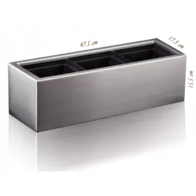    Саксия Enigma-Art 47,5 cm x 17,3 x 15,5 cm метални нюанси на сиво и сребро