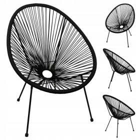   Градински стол - Градински стол Domarex от техноратан, черен