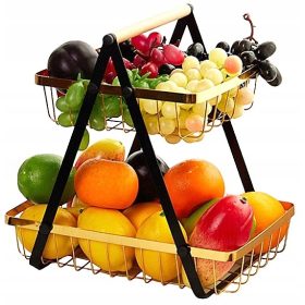   Кошница - Кошница с плодове, черен и златен метал