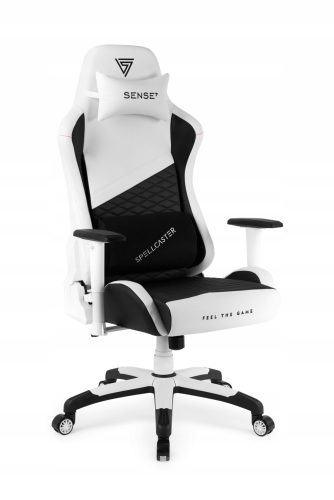  Геймърски стол Sense7 Spellcaster Senshi Edition XL, бяла еко кожа