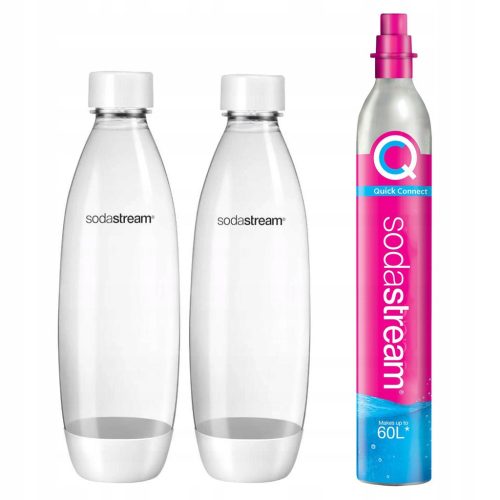  Комплект SodaStream 2 бутилки с предпазители, бели + цилиндър
