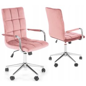    GONZO 4 розов кадифен въртящ се офис стол Hal