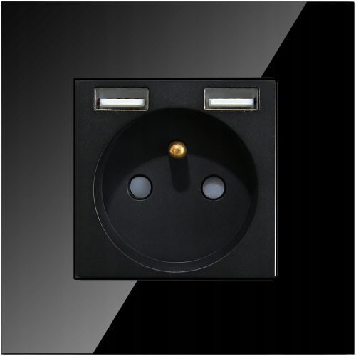 Електрически контакт стенен USB MIUUN черен