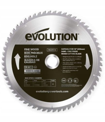  Evolution FW255TCT-60 нож за трион за дърво 255x25.4mm