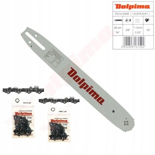 Водач на веригата за верижен трион - ВОДАЧ + 2x ВЕРИГА DOLPIMA 14" 52OG 3/8 1.3mm