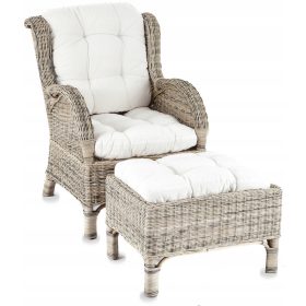   Градински стол - Комплект градински стол Aga K16469, бежово и бяло, 5 елемента