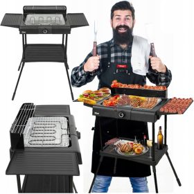    Барбекю, сгъваема електрическа скара Zilan Stand Barbecue Grill черна 2400 W