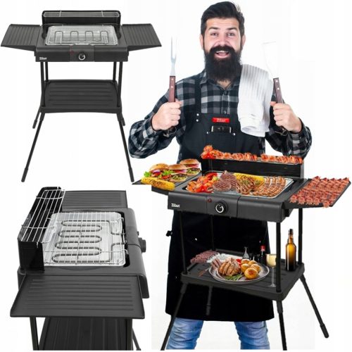  Барбекю, сгъваема електрическа скара Zilan Stand Barbecue Grill черна 2400 W