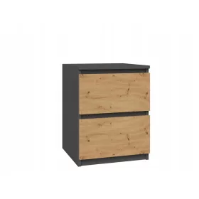    Шкаф нощно шкафче с 2 чекмеджета W2 антрацит / ДЪБ А