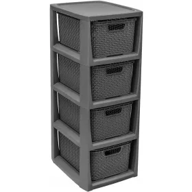    Етажерка за баня с 4 чекмеджета Ратан Антрацит BRANQ