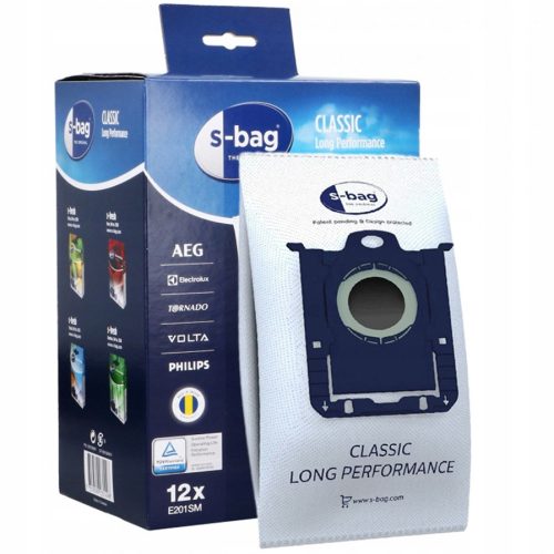  Синтетична торбичка за прахосмукачка S-Bag Classic E201SM Long Performance, 12 бр.