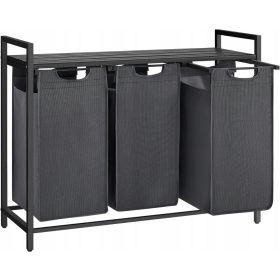   Кошница за дрехи - Стоящ кош за пране Homit 114л, черен, нюанси на кафяво и бежово