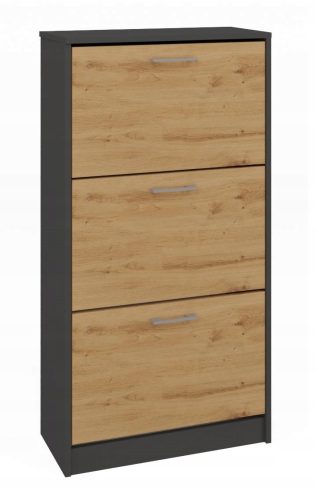  Шкаф за обувки TopEshop със седалка 60 x 116 x 28 см антрацит, занаятчийски дъб