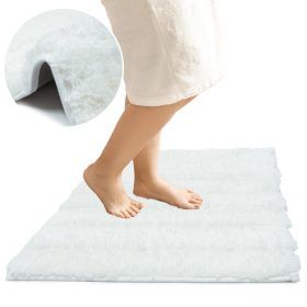   Килим за баня - Мек рошав килим за баня бял 60x110см