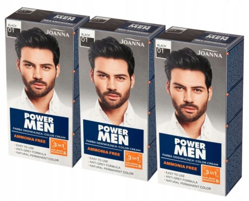  Joanna Power Men Colour Крем боя за коса 3в1 01 Черна 100гр