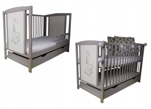  Дървено легло SHOPBABYCOM BRUNO GREY TAPCZANIK 60 x 120 см нюанси на сивото