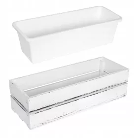    Саксия за цветя WoodBox 51,5 см x 19 x 15 см бяло дърво