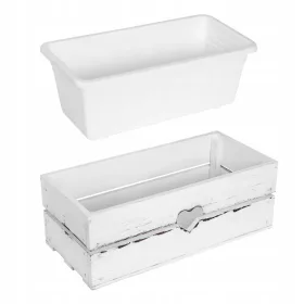    Саксия за цветя WoodBox 41,5 см x 19 x 15 см бяло дърво