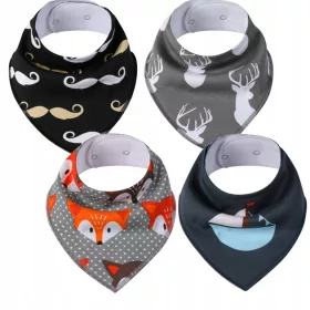    Лигавник от плат Simed, бяло, черно, нюанси на жълто и златно, геометрични шарки