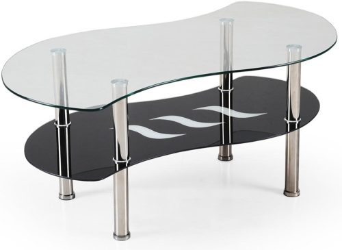  Стъклена пейка Halmar Catania 100 x 55 x 43 см черно и сребристо