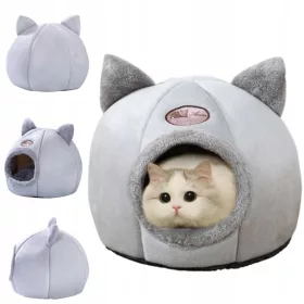    Котешка къща Purlov, черна, кръгла, 40 см х 37 см х 37 см