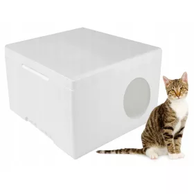    Florazoo бяла правоъгълна къща за котки 40 см x 40 см x 20 см