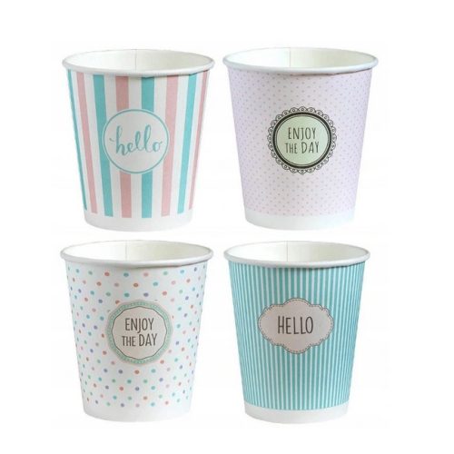 Съдове за еднократна употреба - Хартиени чаши PASTEL sign 250ml 1000 бр